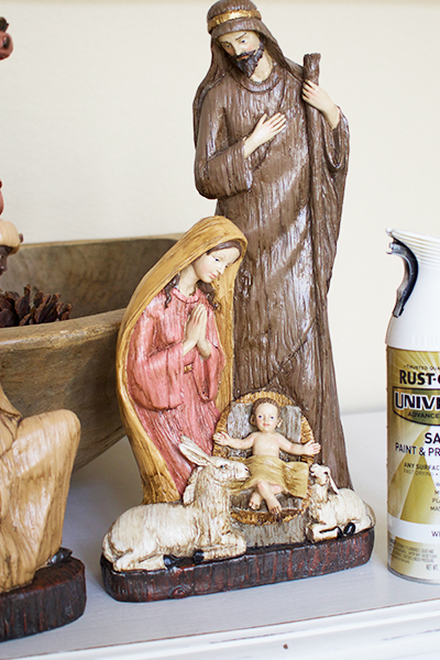 How To Spray Paint Over A Multicolored Nativity Set