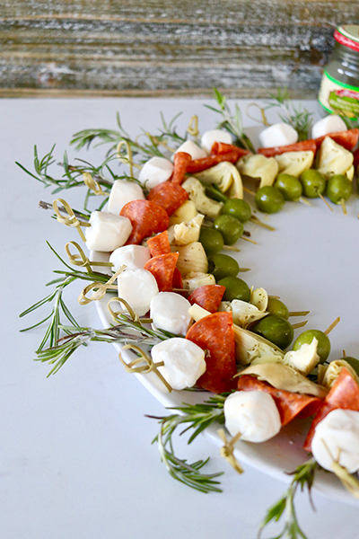 Easy Festive Christmas Wreath Antipasto Skewers