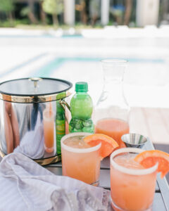 Low Calorie Paloma Drinks by the pool